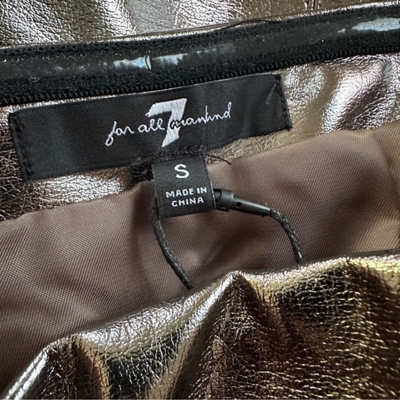 7 FOR ALL MANKIND Sexy Metallic Bustier Midi Faux Leather Strapless Party Dress - Picture 6 of 7